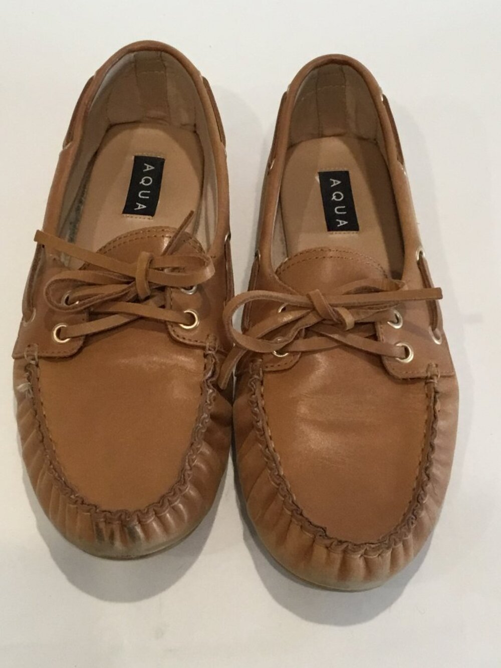 ✨ Aqua Captn Black Leather Boat Shoes - Size 10 ✨